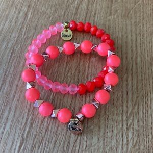 Coral/Rose Stretch Bracelets.